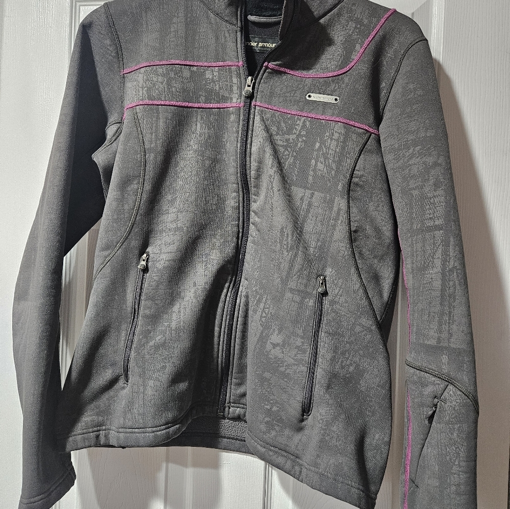 Womens L gray and pink UnderArmour jacket